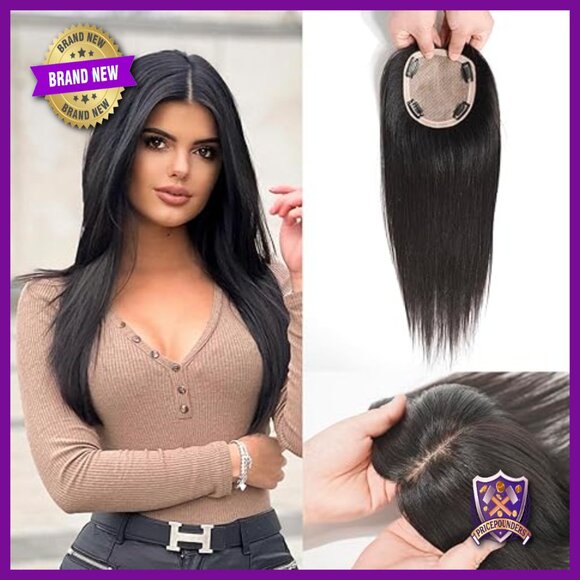 12x13cm Silk Base Human Hair Topper with 4 Clips for Thinning Hair main image 6